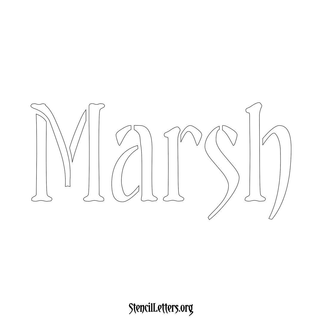 Marsh name stencil in Vintage Brush Lettering