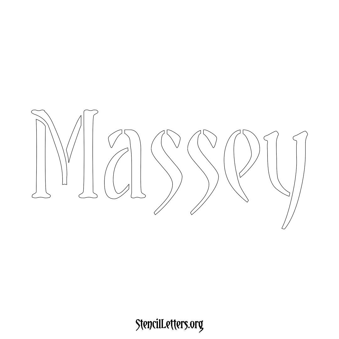 Massey name stencil in Vintage Brush Lettering