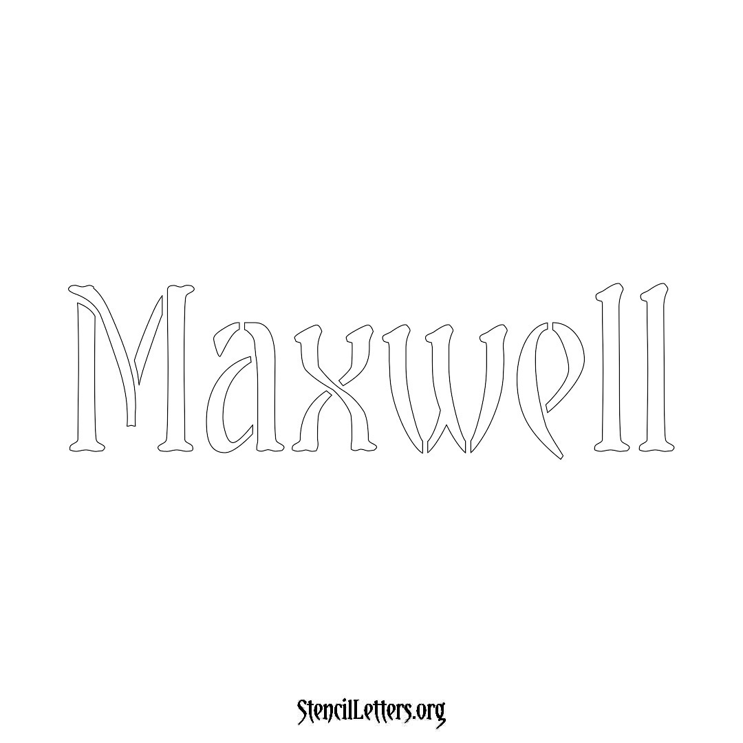 Maxwell name stencil in Vintage Brush Lettering