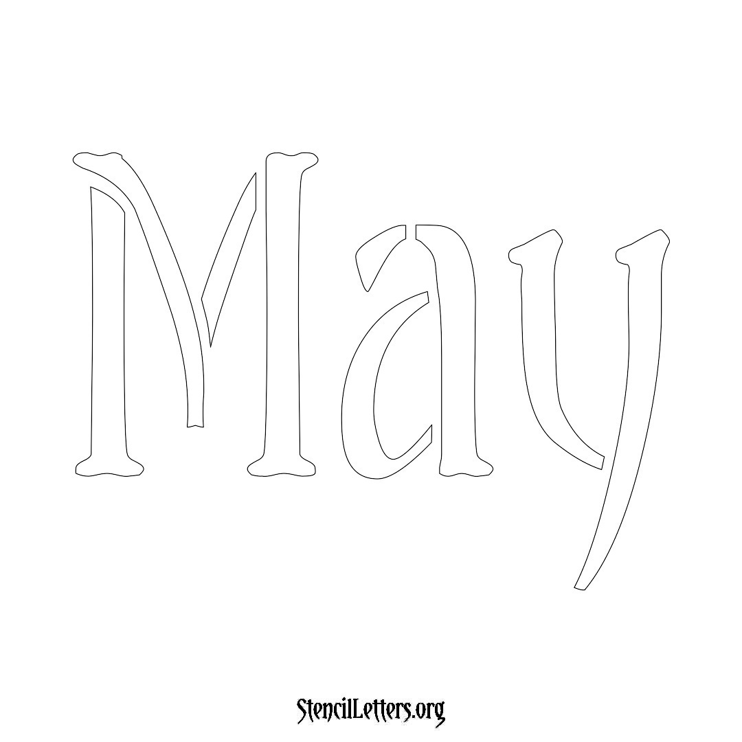 May name stencil in Vintage Brush Lettering