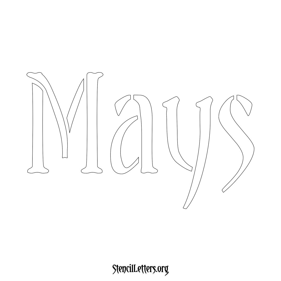 Mays name stencil in Vintage Brush Lettering