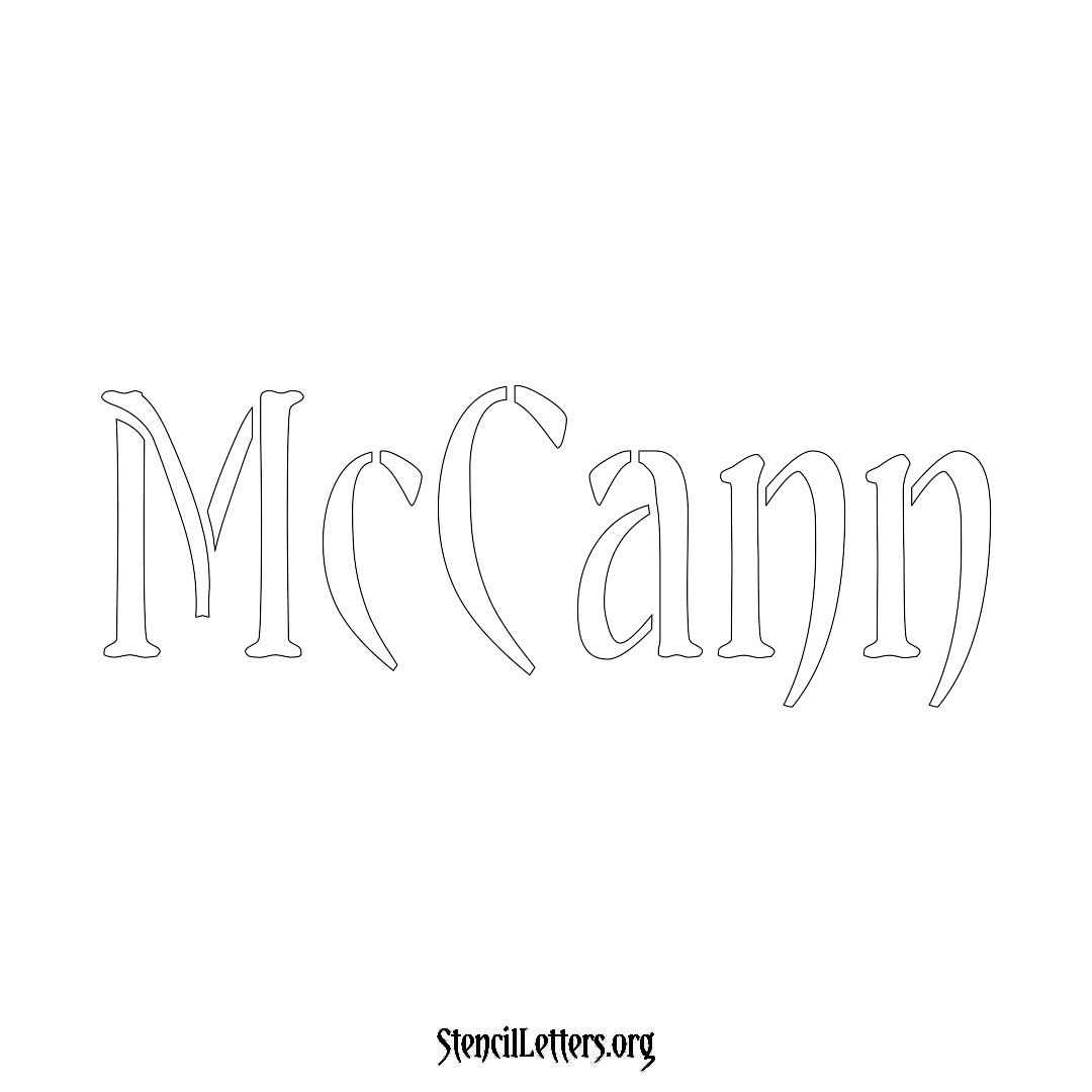 McCann name stencil in Vintage Brush Lettering