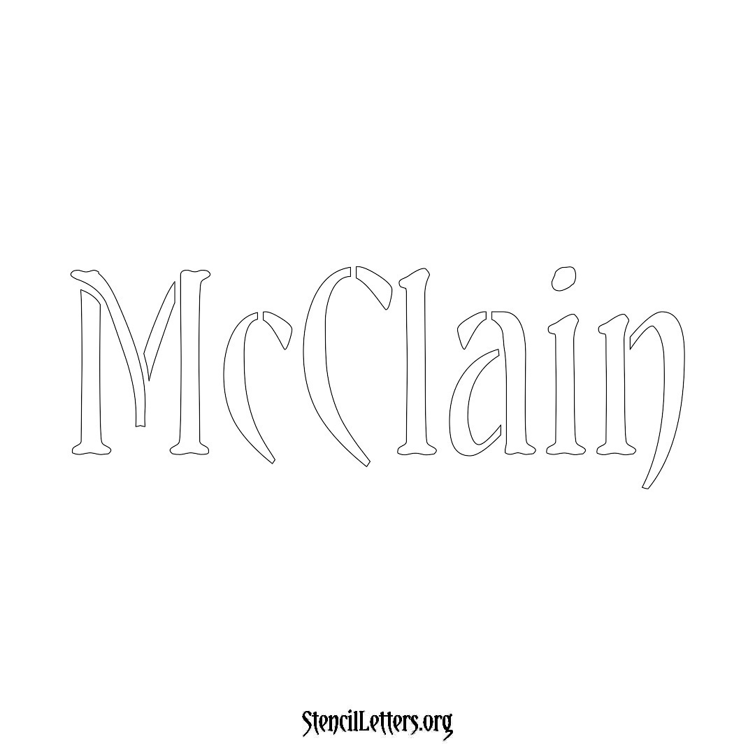 McClain name stencil in Vintage Brush Lettering