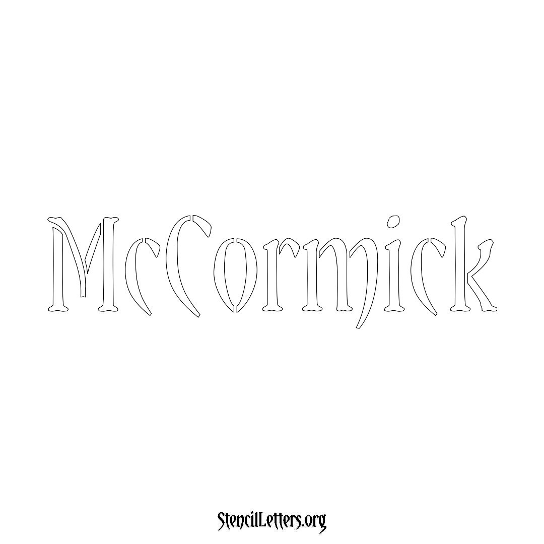McCormick name stencil in Vintage Brush Lettering