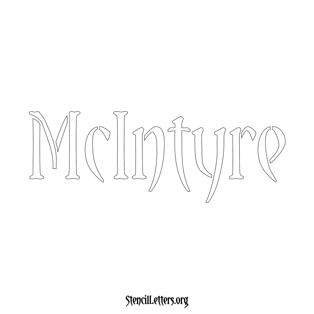 McIntyre name stencil in Vintage Brush Lettering