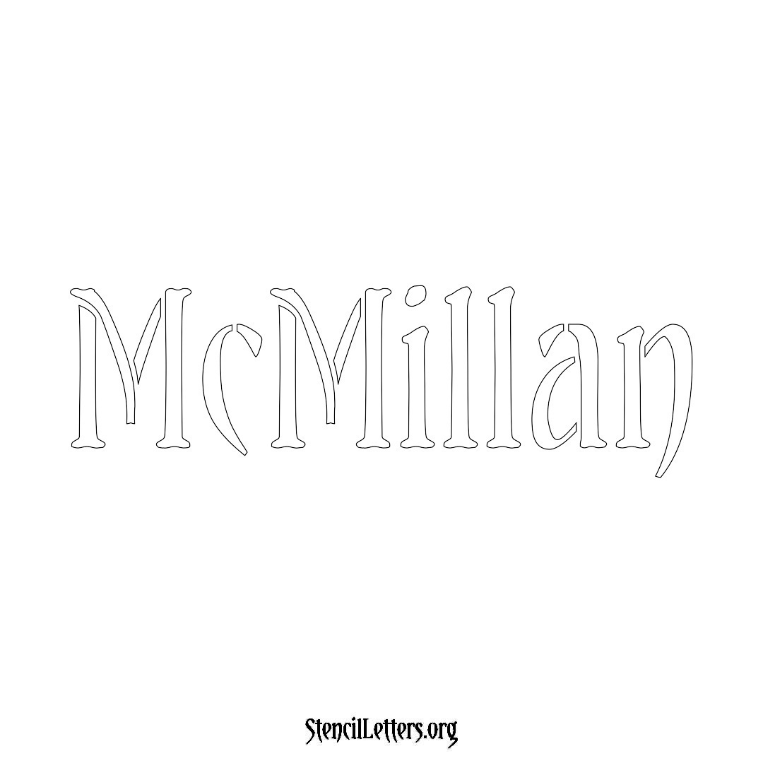 McMillan name stencil in Vintage Brush Lettering