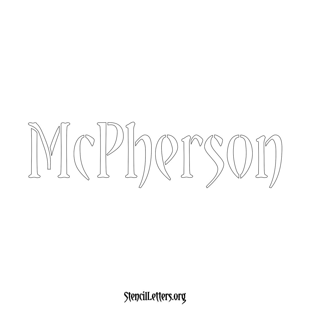 McPherson name stencil in Vintage Brush Lettering