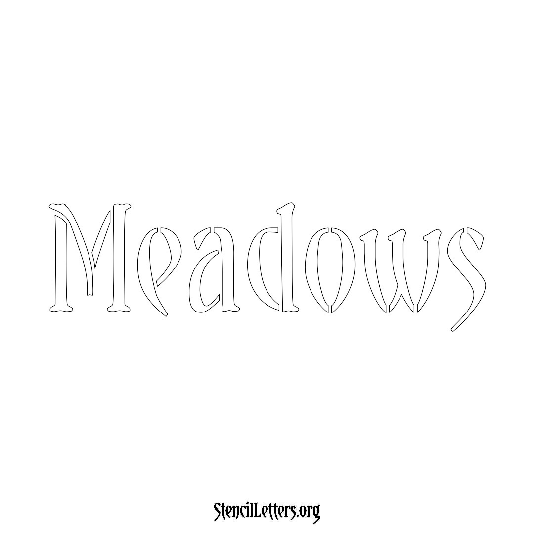 Meadows name stencil in Vintage Brush Lettering