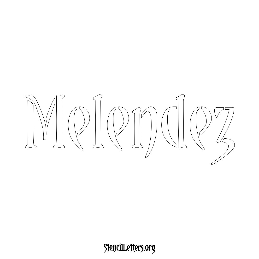 Melendez name stencil in Vintage Brush Lettering