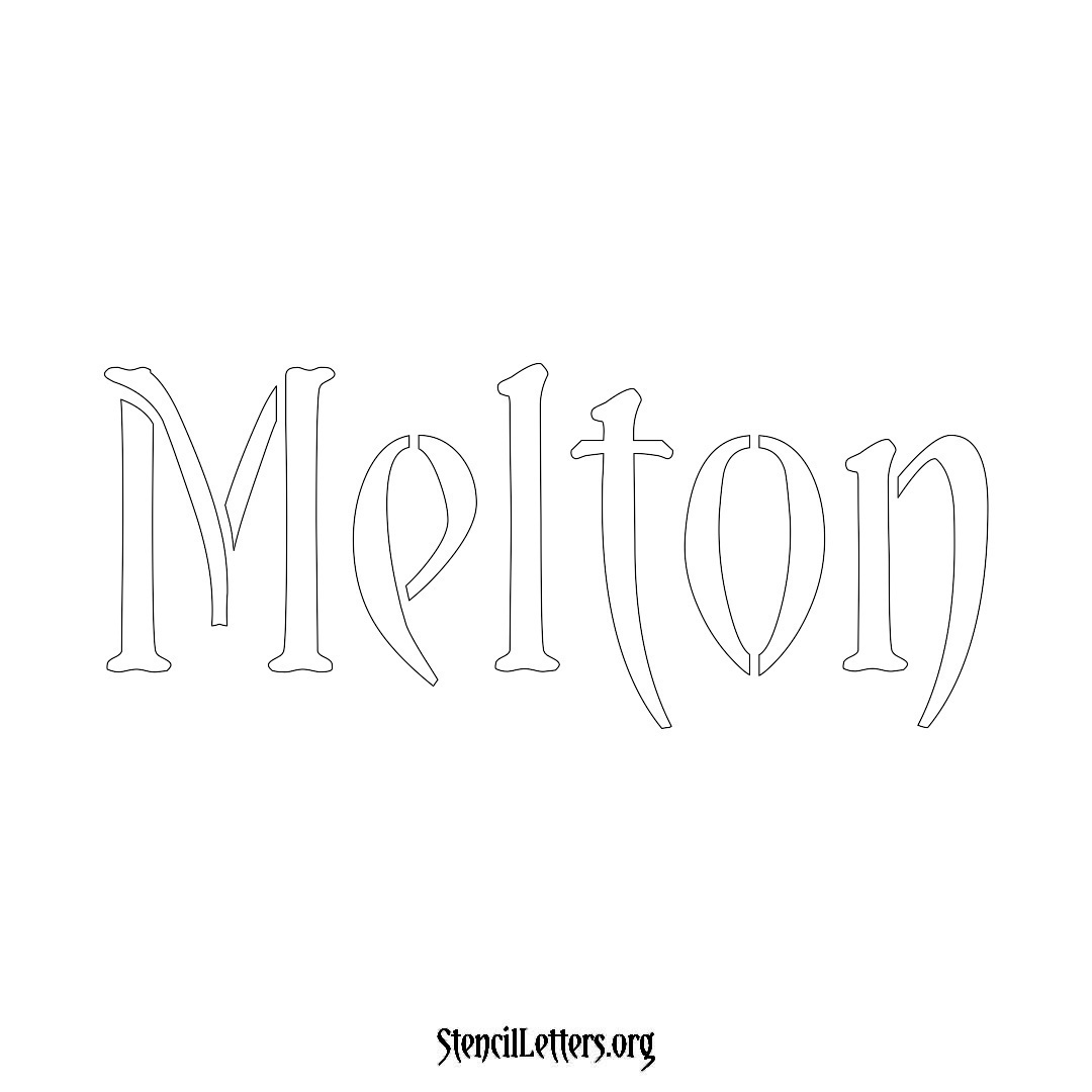 Melton name stencil in Vintage Brush Lettering