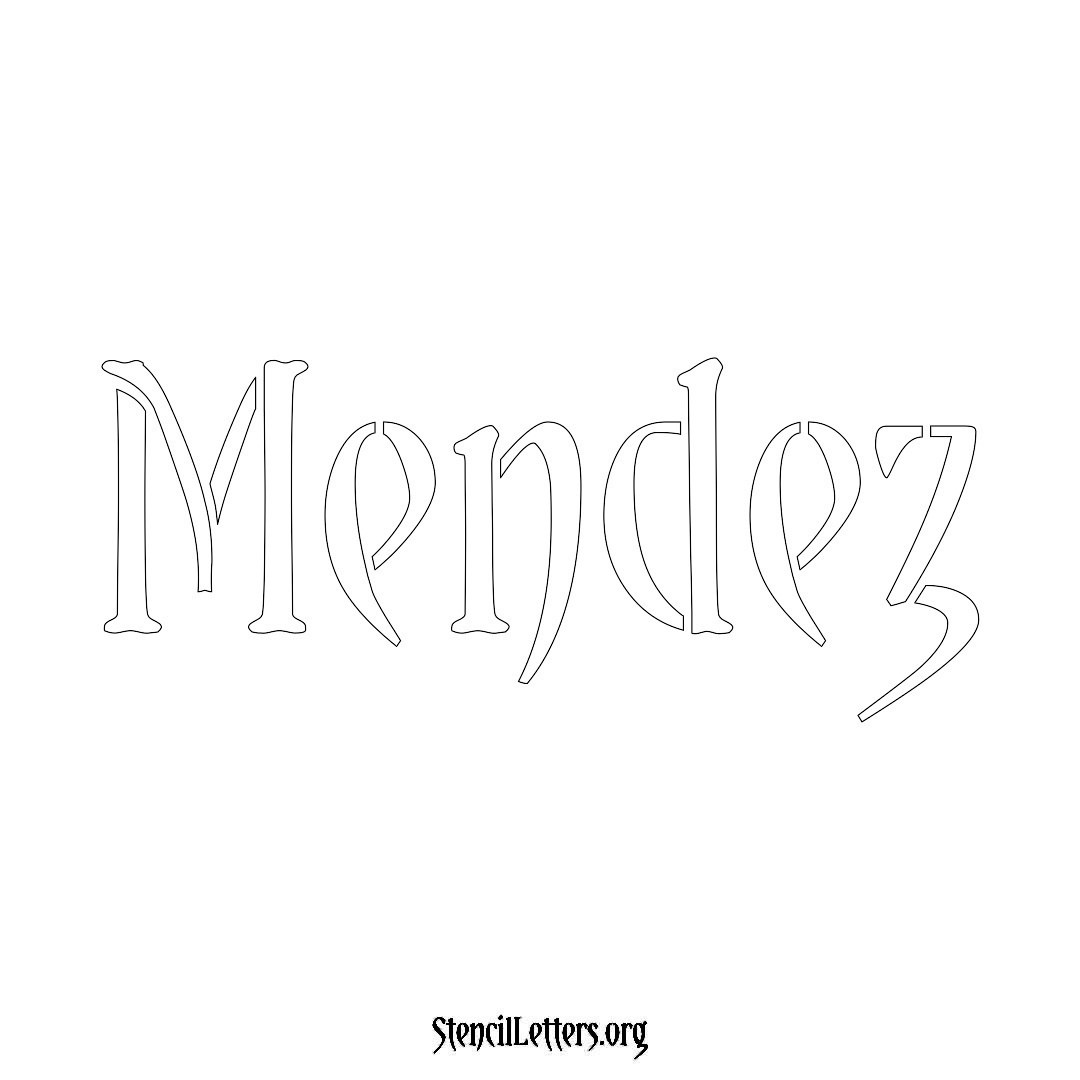 Mendez name stencil in Vintage Brush Lettering