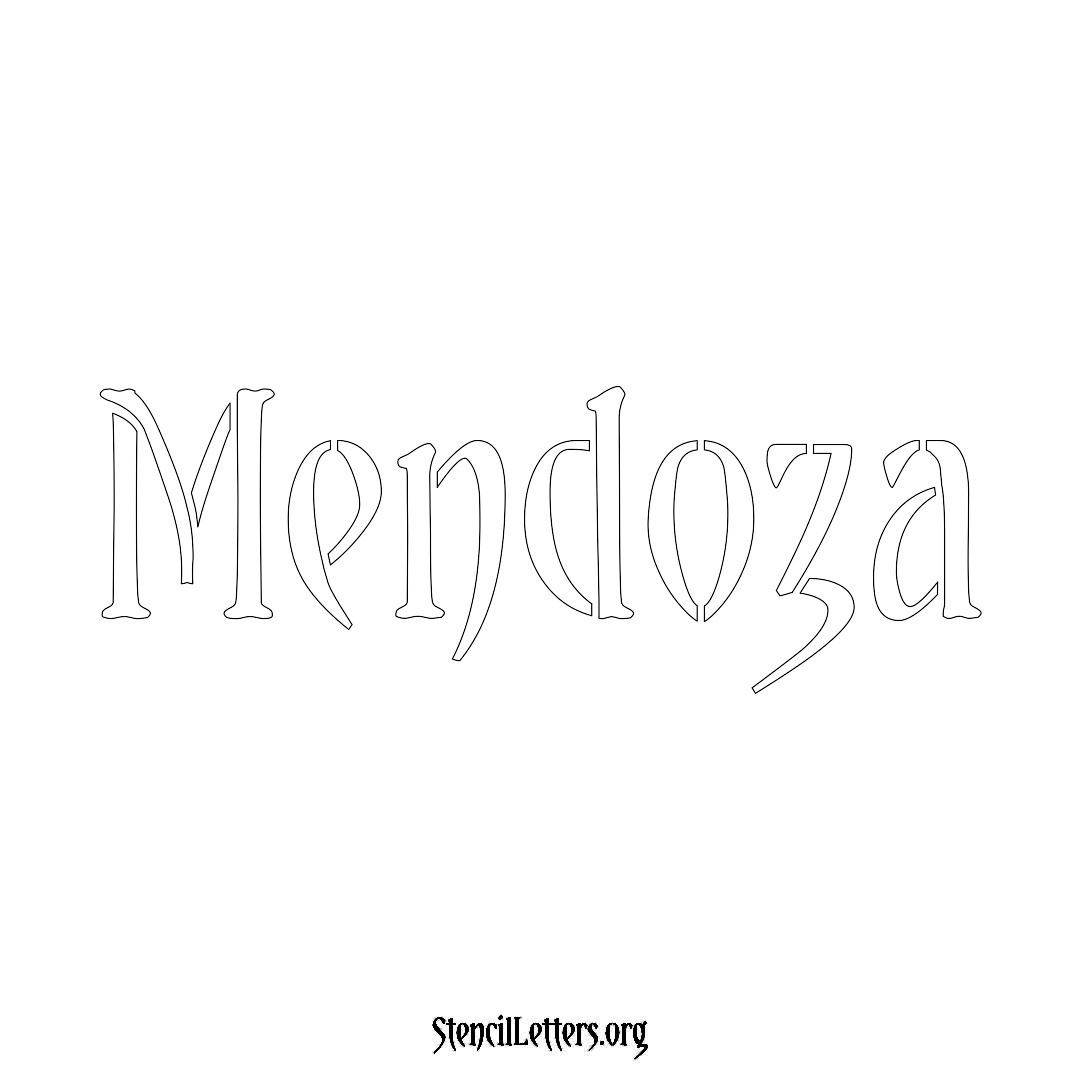 Mendoza name stencil in Vintage Brush Lettering