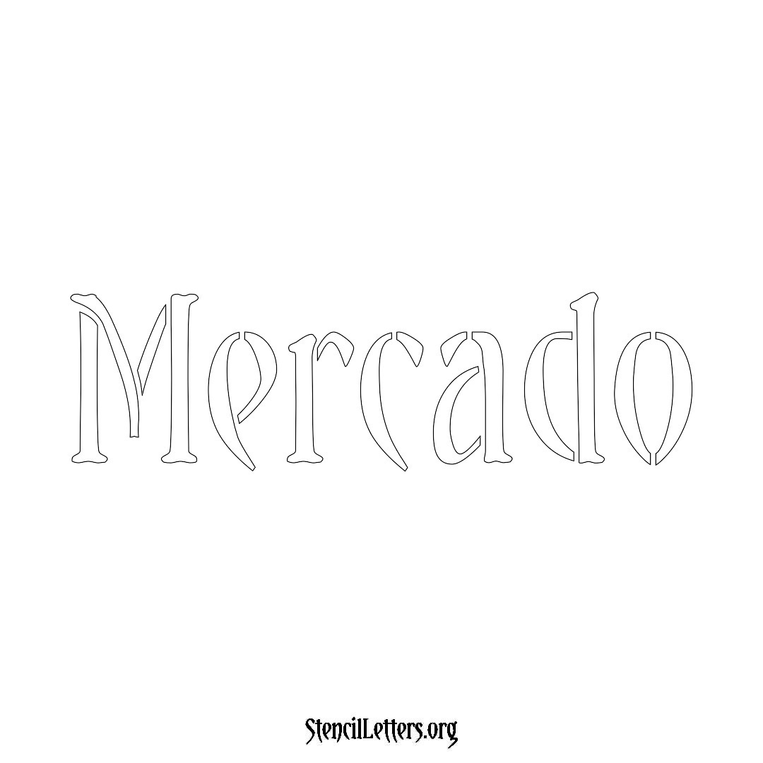 Mercado name stencil in Vintage Brush Lettering