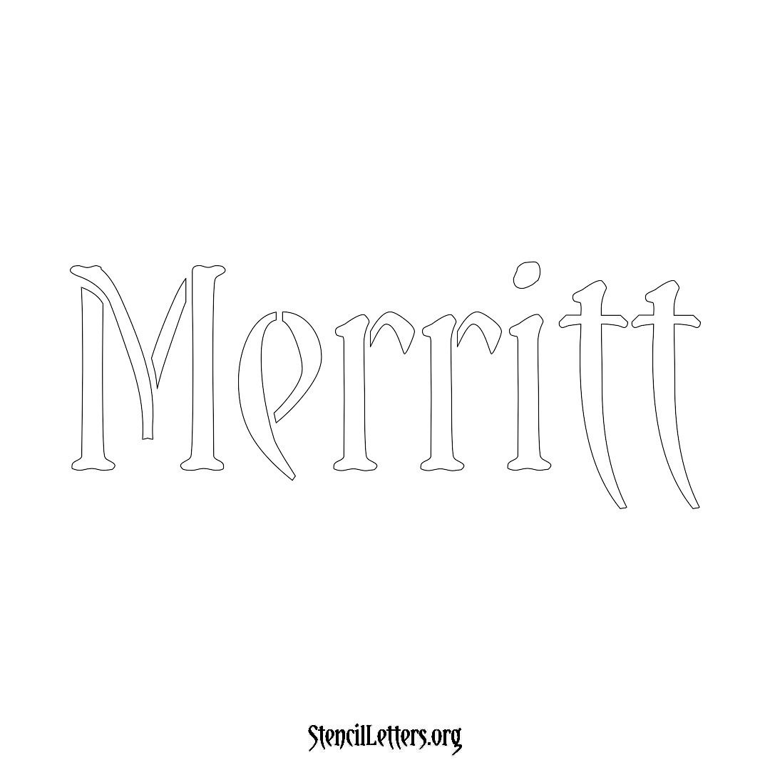 Merritt name stencil in Vintage Brush Lettering