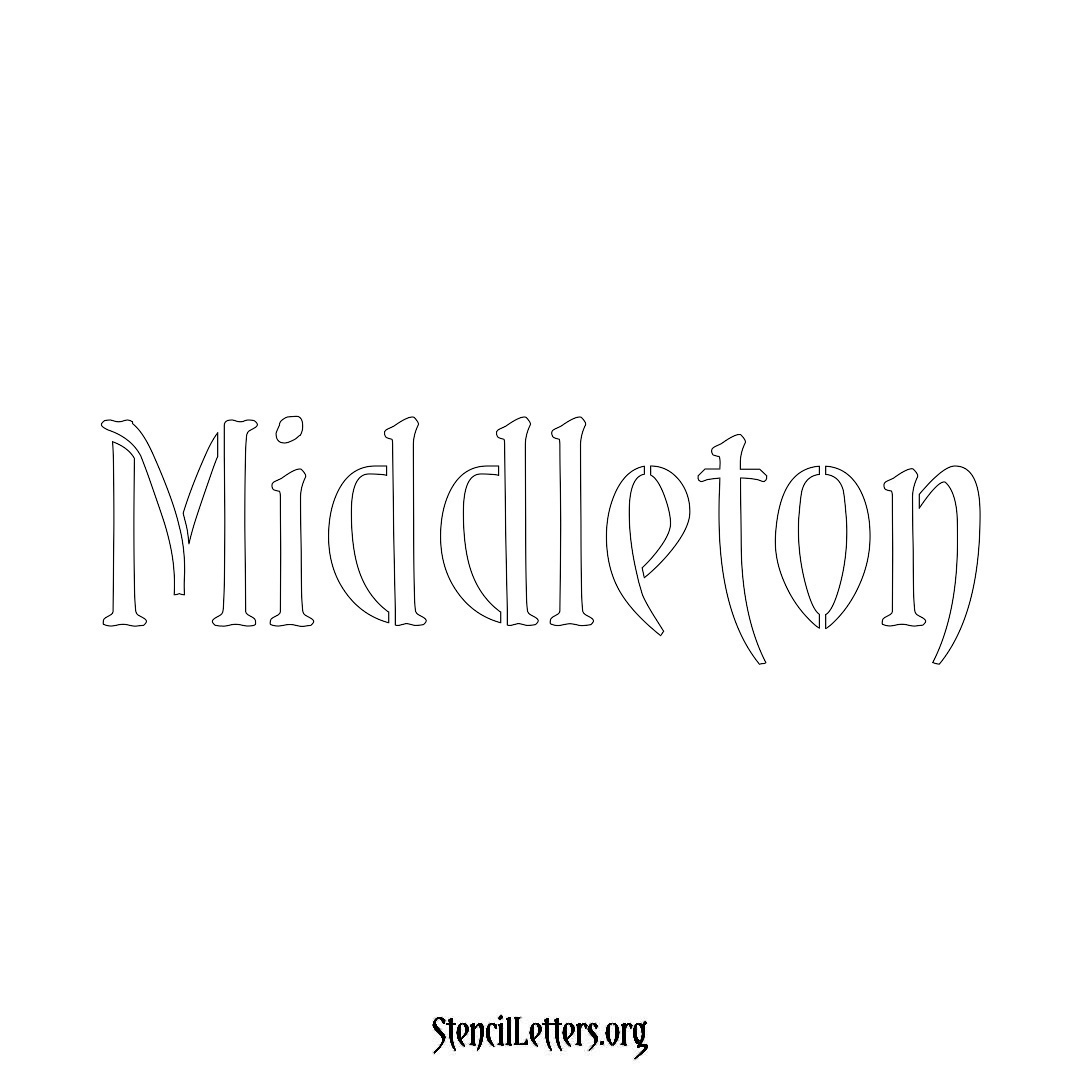 Middleton name stencil in Vintage Brush Lettering
