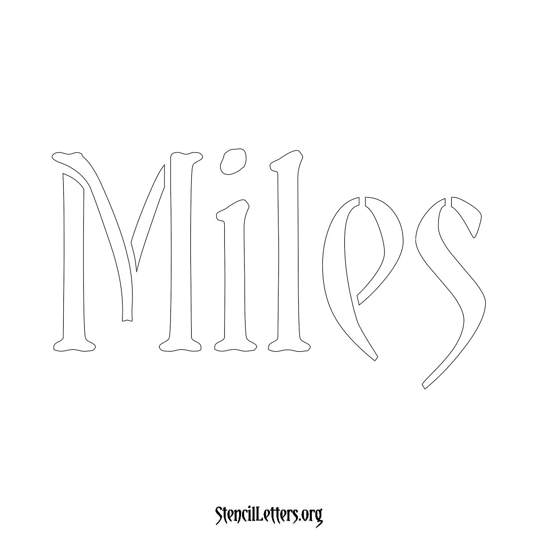 Miles name stencil in Vintage Brush Lettering