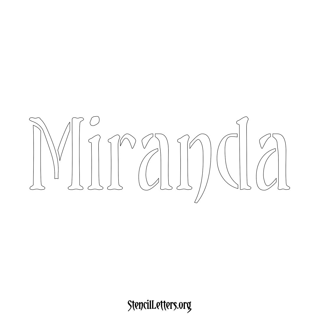 Miranda name stencil in Vintage Brush Lettering