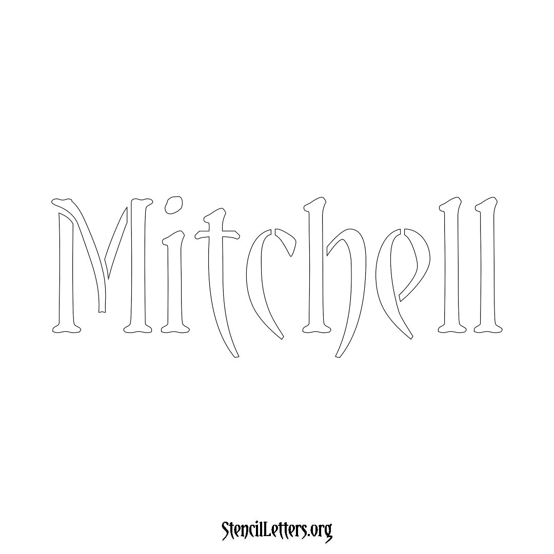 Mitchell name stencil in Vintage Brush Lettering
