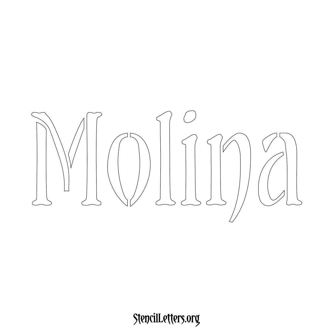 Molina name stencil in Vintage Brush Lettering