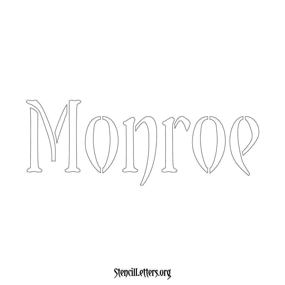 Monroe name stencil in Vintage Brush Lettering