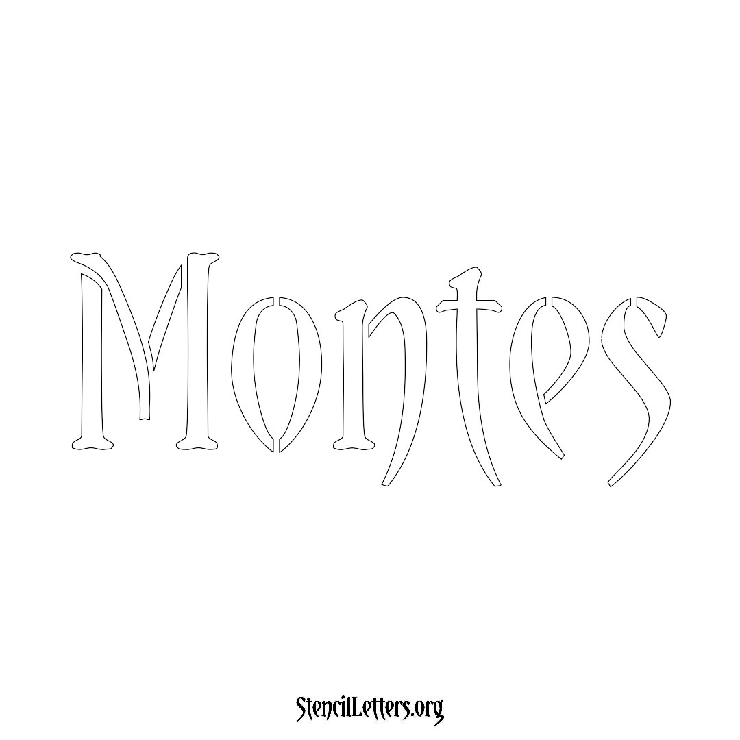Montes name stencil in Vintage Brush Lettering