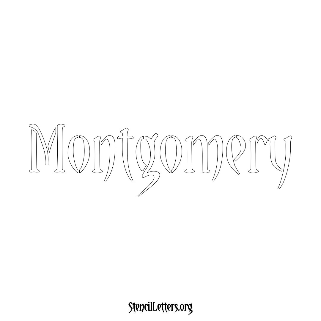 Montgomery name stencil in Vintage Brush Lettering