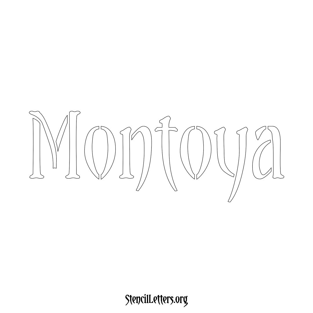 Montoya name stencil in Vintage Brush Lettering