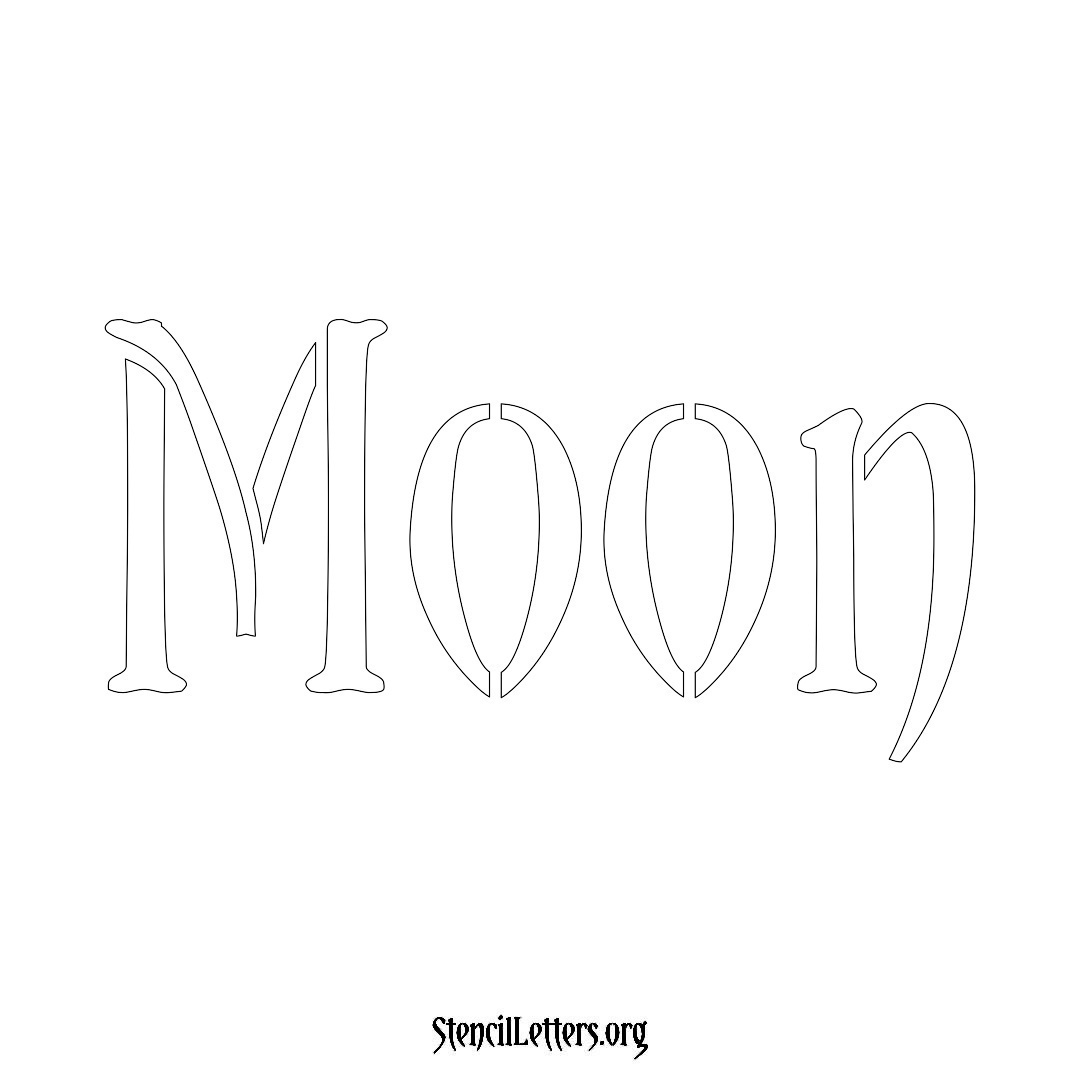 Moon name stencil in Vintage Brush Lettering