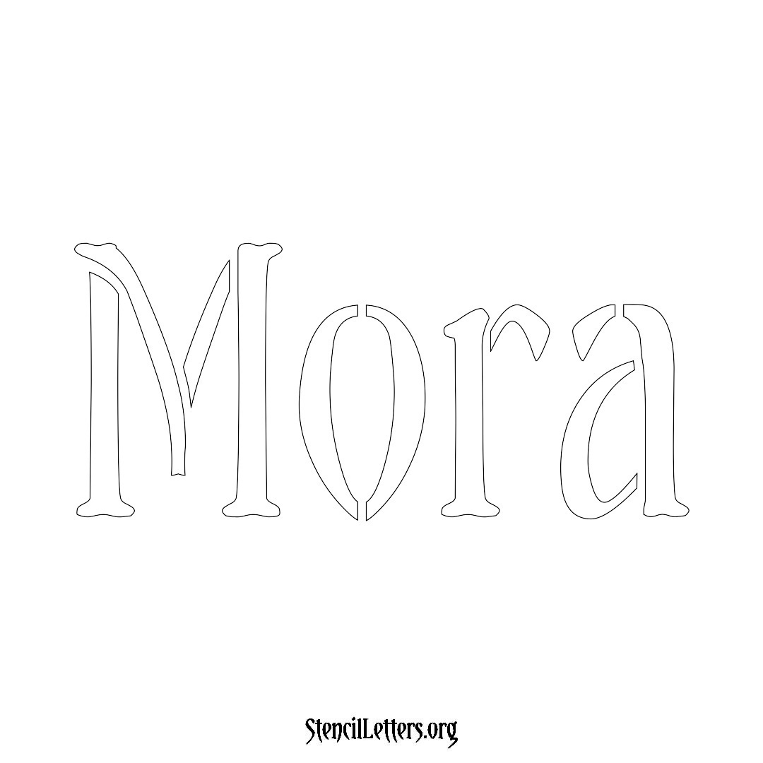 Mora name stencil in Vintage Brush Lettering