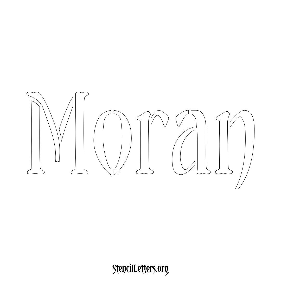Moran name stencil in Vintage Brush Lettering