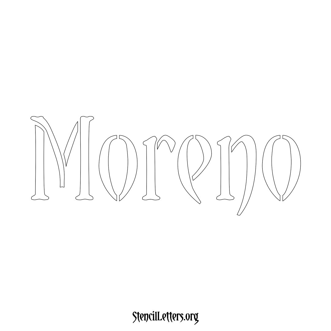 Moreno name stencil in Vintage Brush Lettering