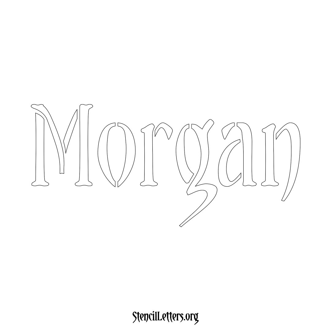 Morgan name stencil in Vintage Brush Lettering