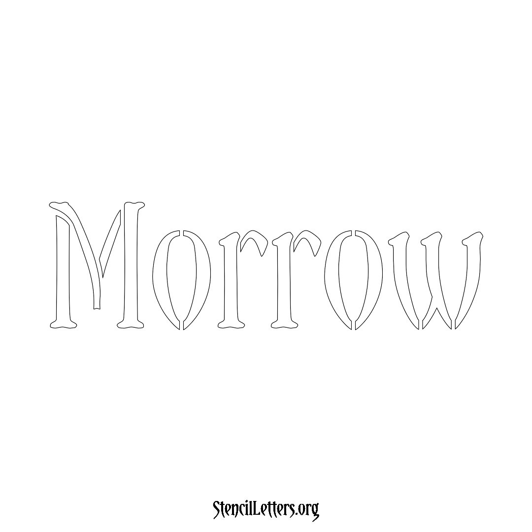 Morrow name stencil in Vintage Brush Lettering