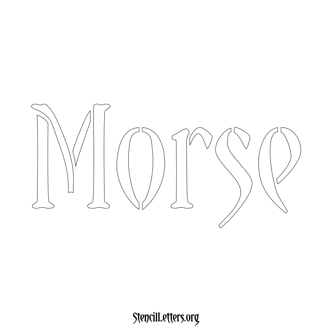 Morse name stencil in Vintage Brush Lettering