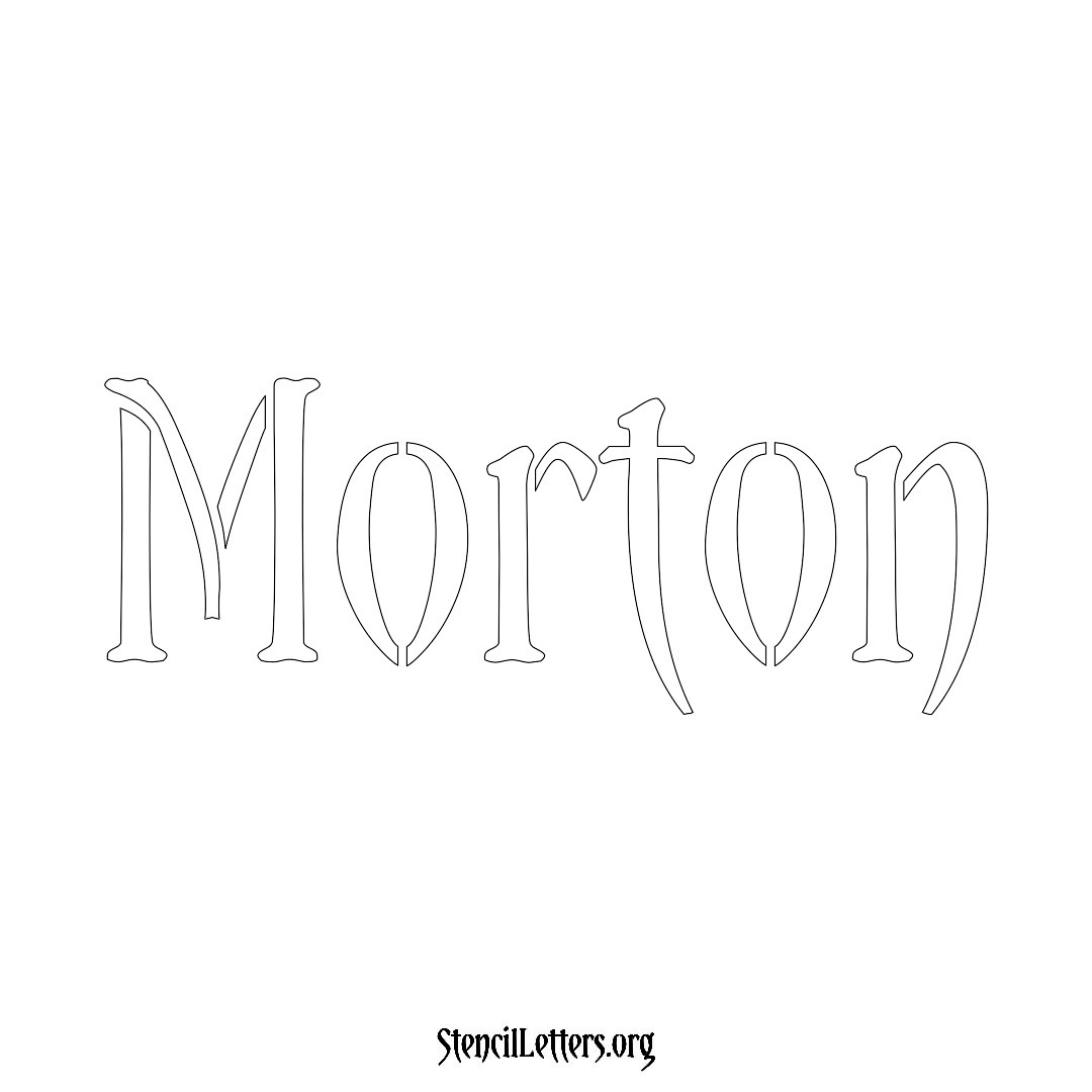 Morton name stencil in Vintage Brush Lettering