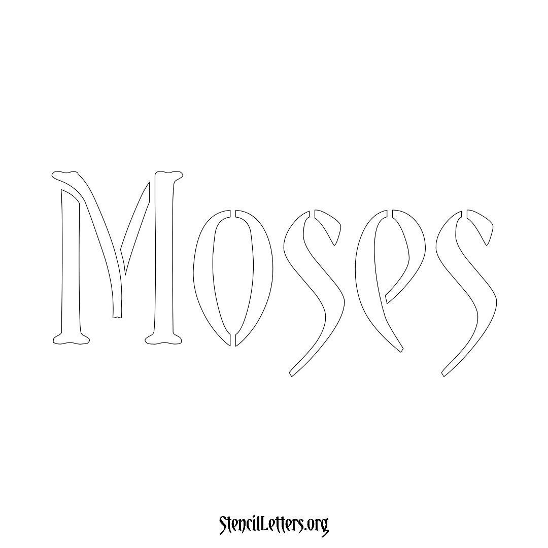 Moses name stencil in Vintage Brush Lettering