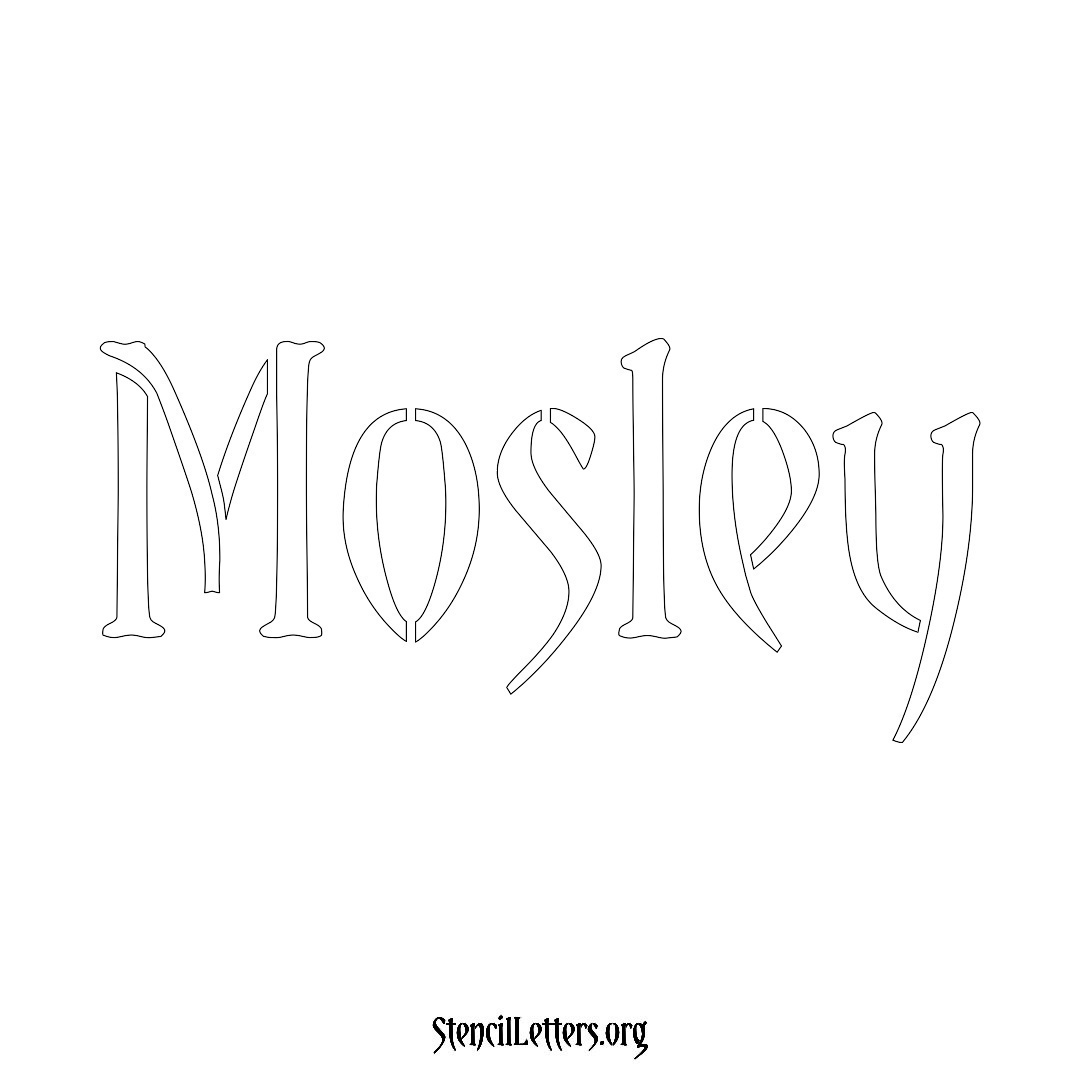 Mosley name stencil in Vintage Brush Lettering