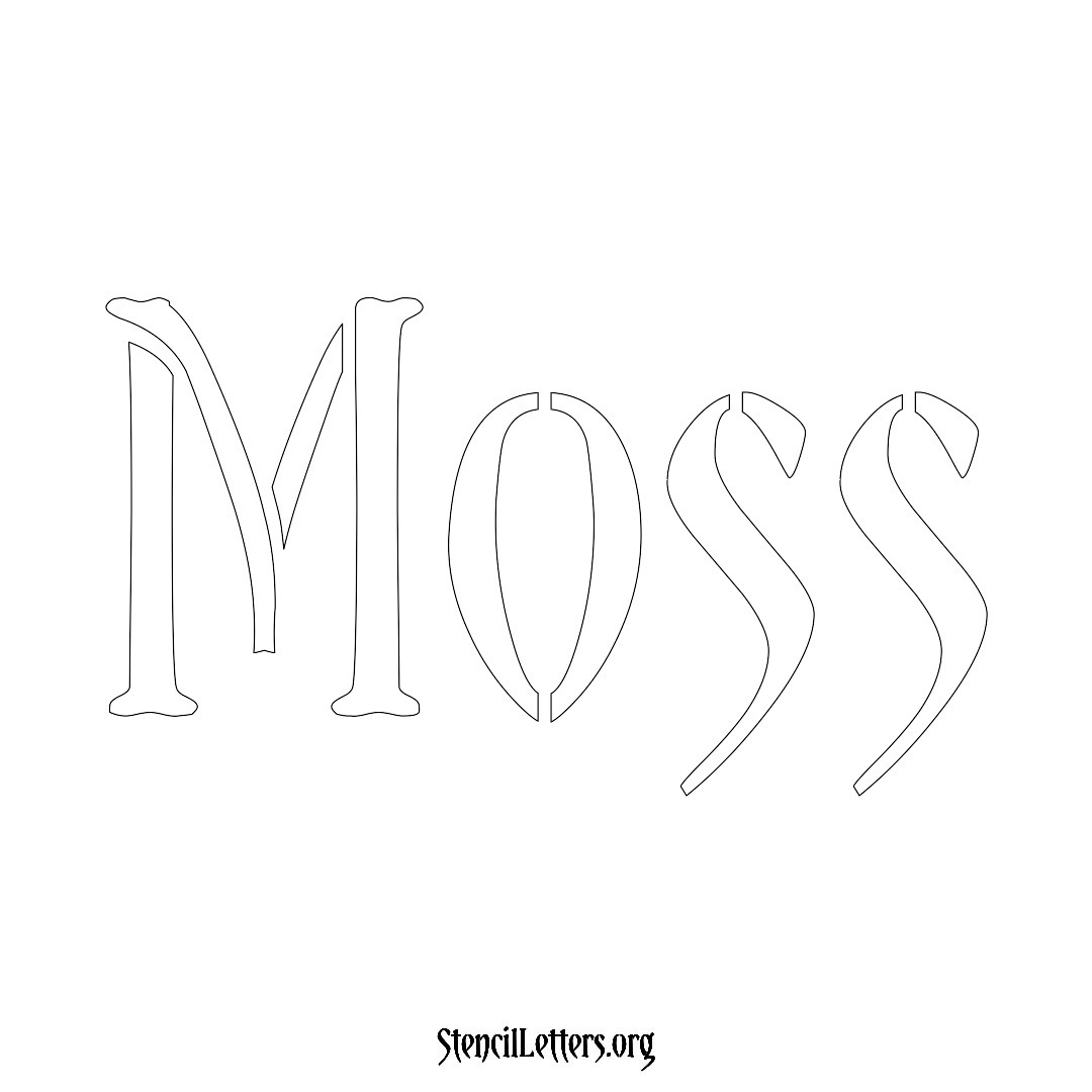 Moss name stencil in Vintage Brush Lettering
