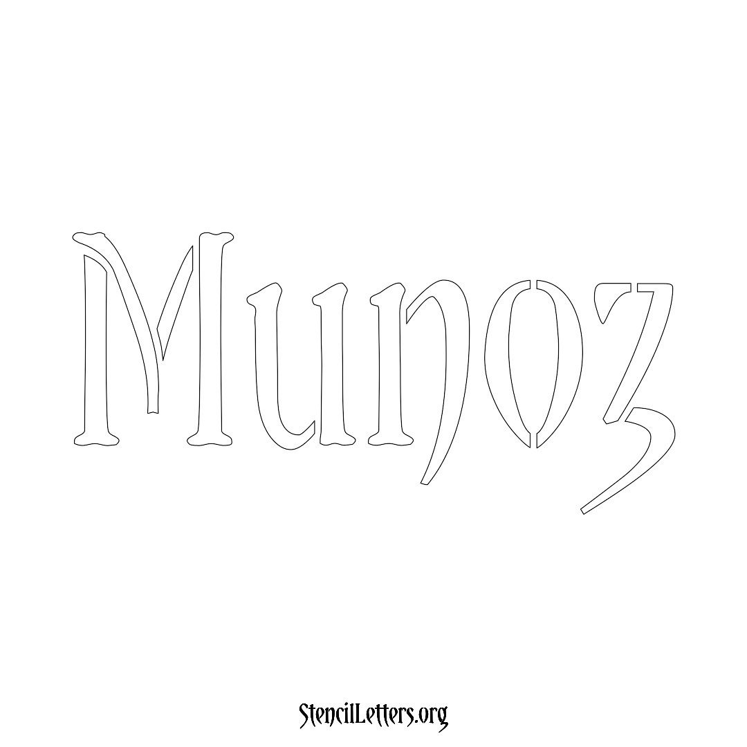 Munoz name stencil in Vintage Brush Lettering