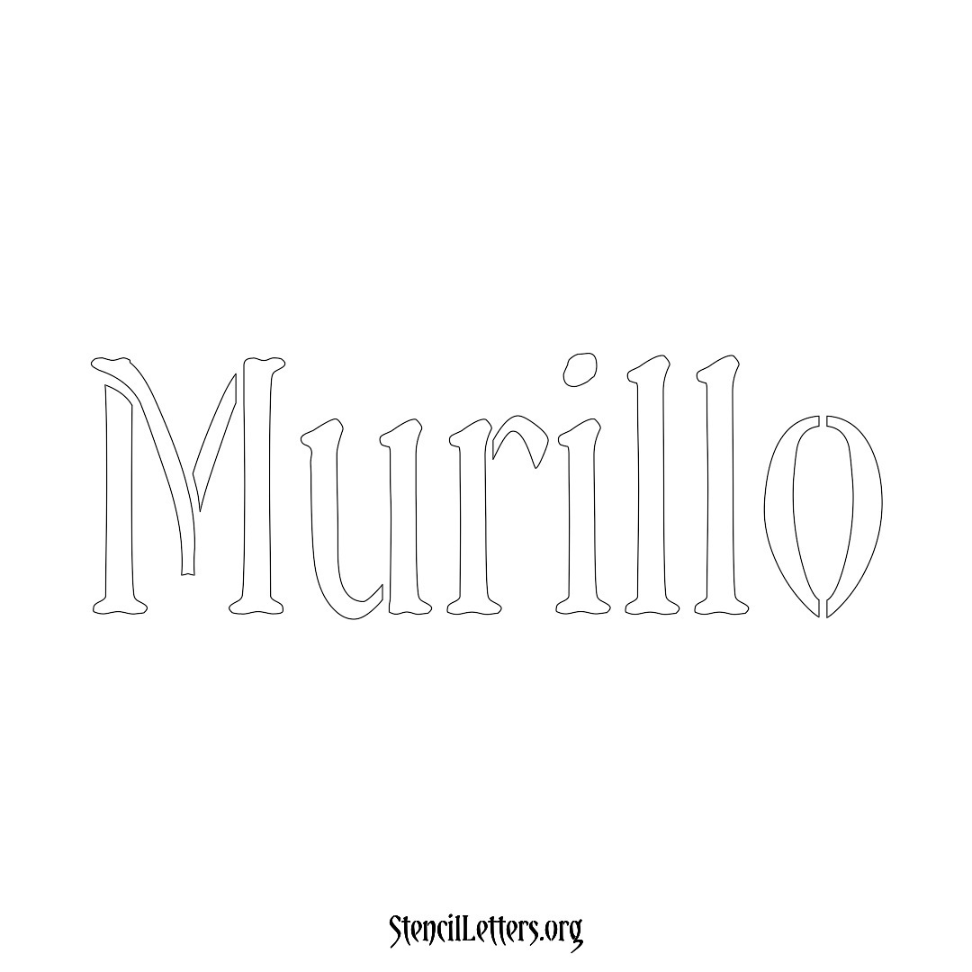 Murillo name stencil in Vintage Brush Lettering