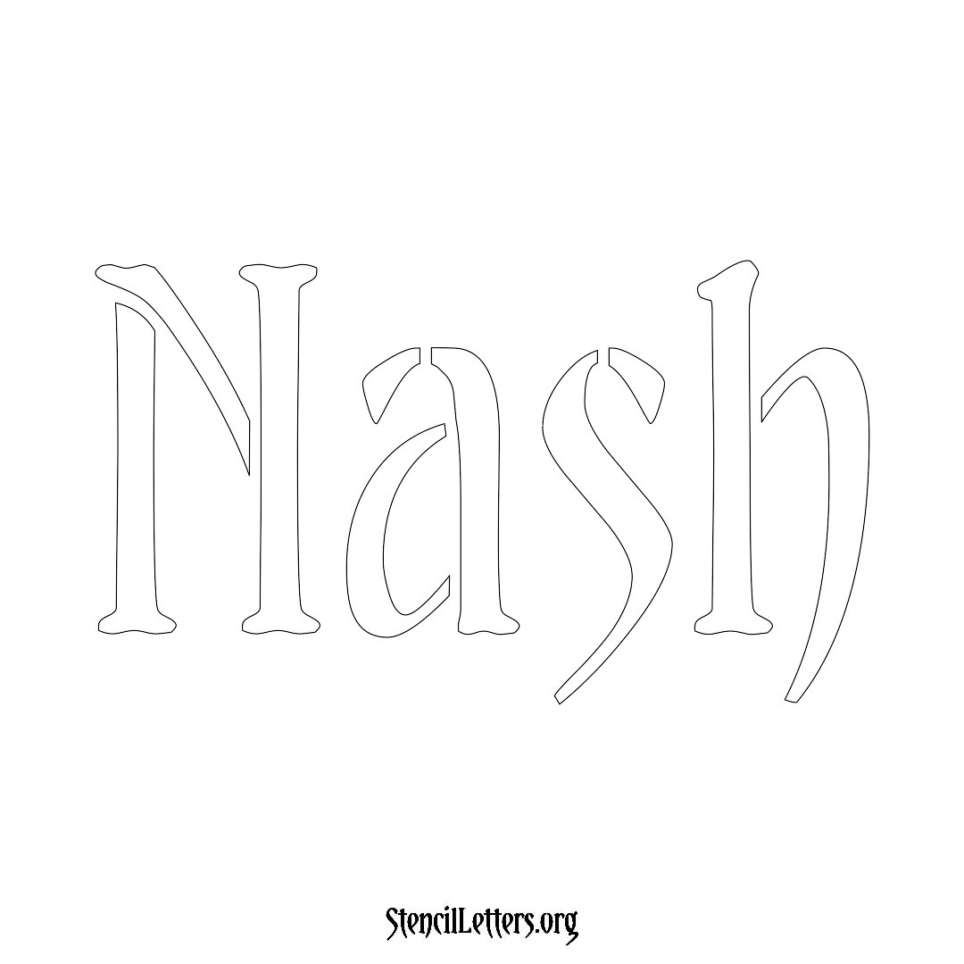 Nash name stencil in Vintage Brush Lettering