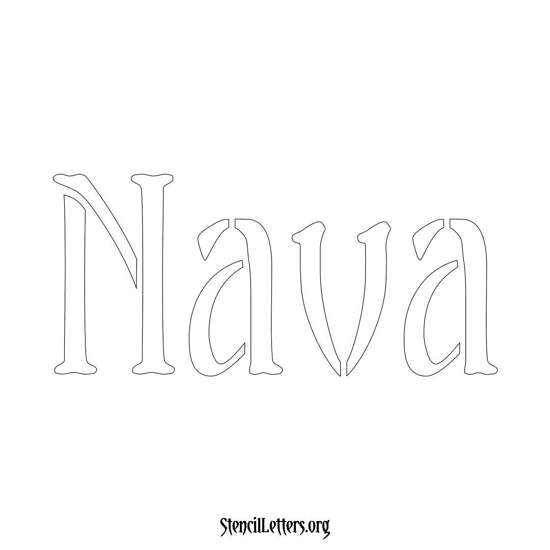 Nava name stencil in Vintage Brush Lettering