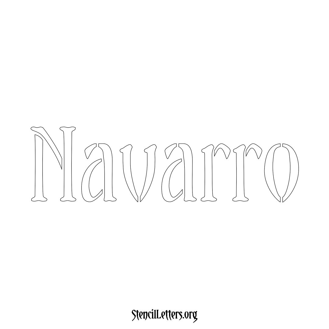 Navarro name stencil in Vintage Brush Lettering