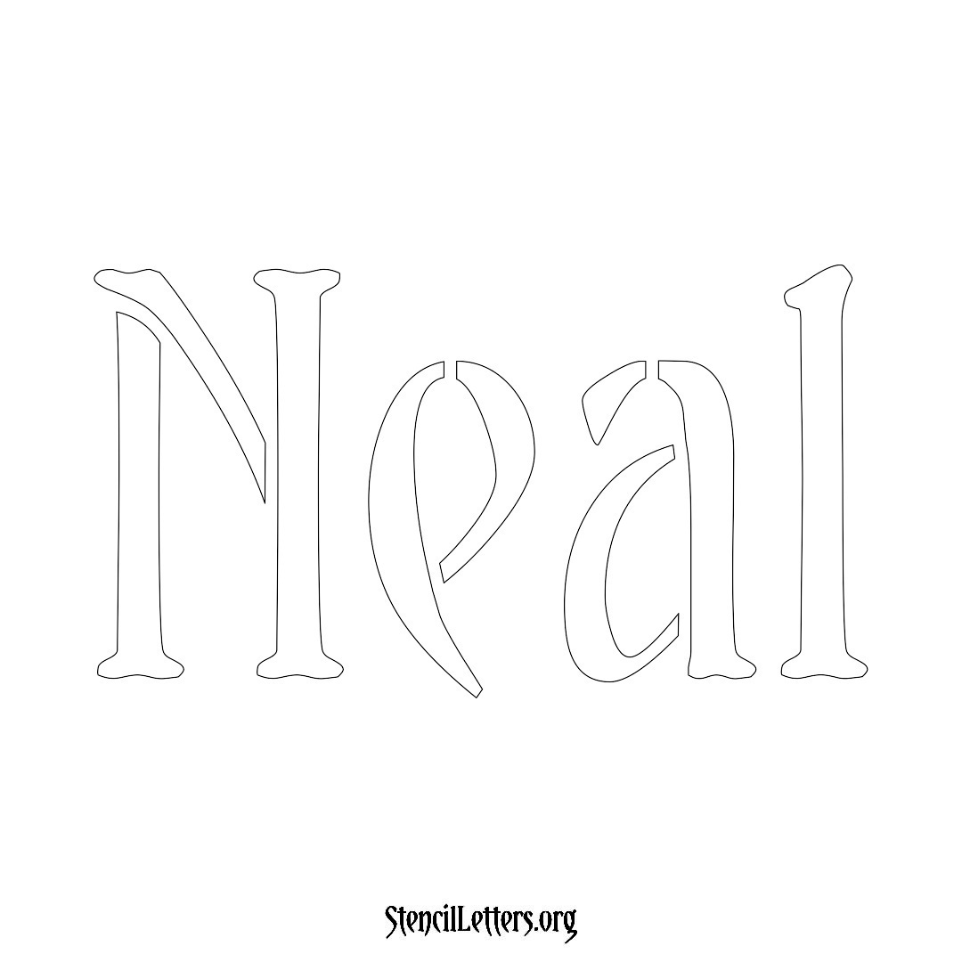 Neal name stencil in Vintage Brush Lettering