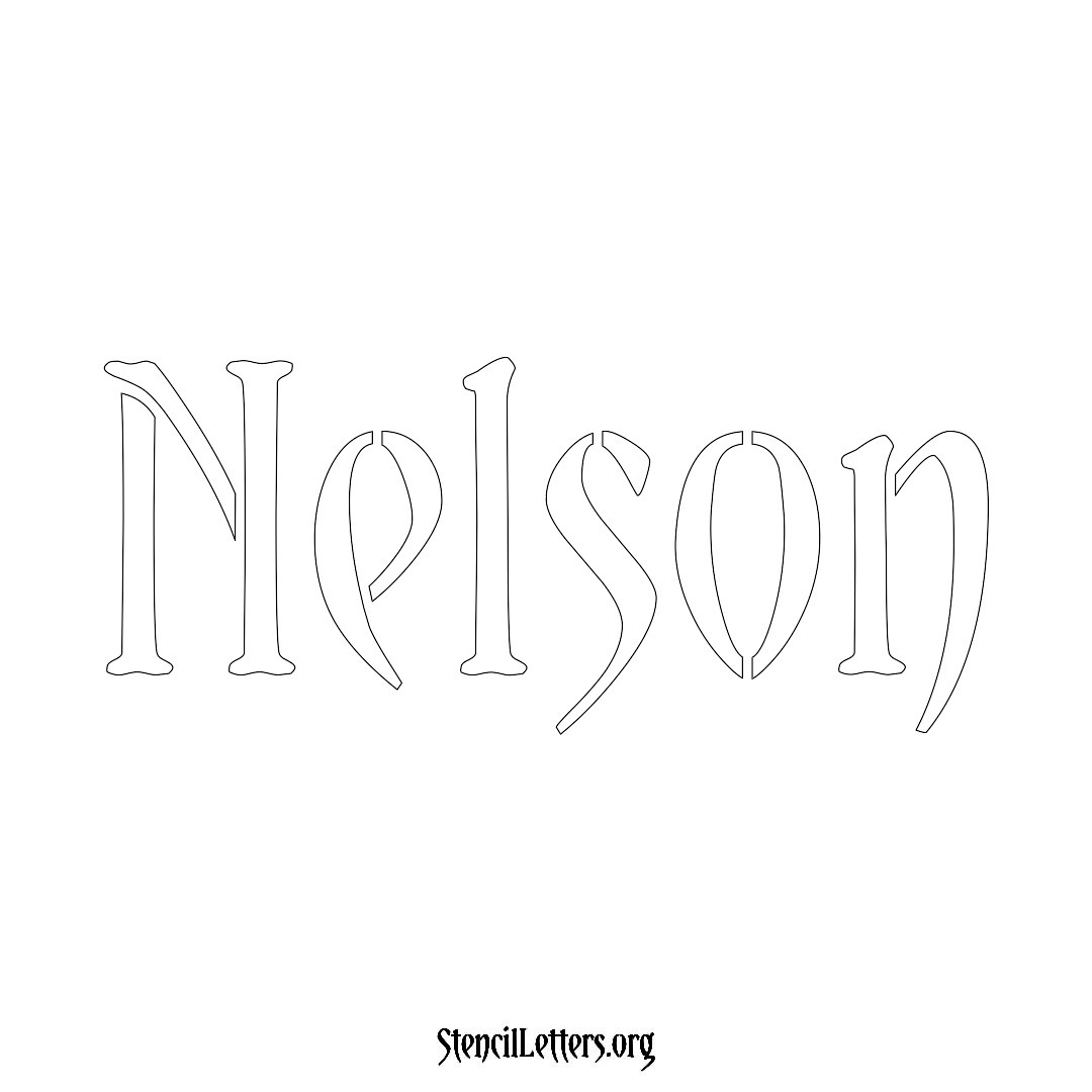 Nelson name stencil in Vintage Brush Lettering