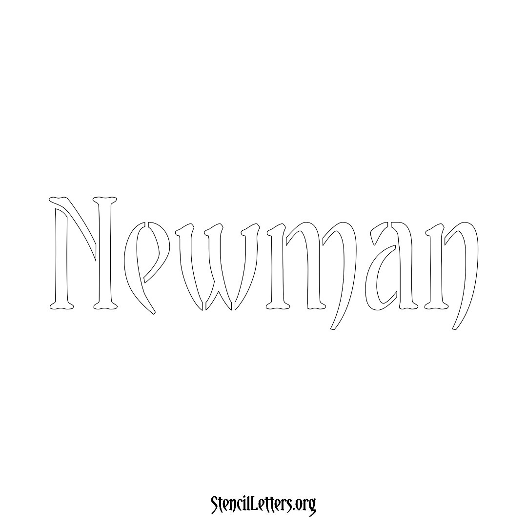 Newman name stencil in Vintage Brush Lettering