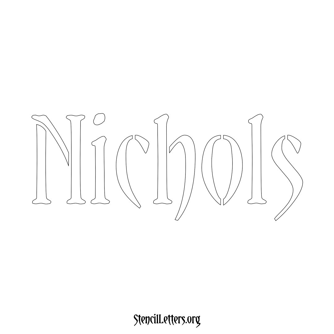 Nichols name stencil in Vintage Brush Lettering