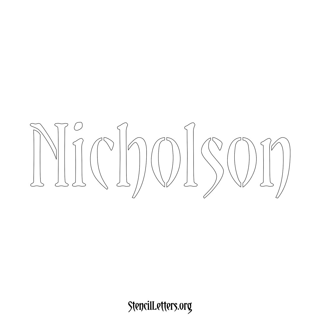 Nicholson name stencil in Vintage Brush Lettering