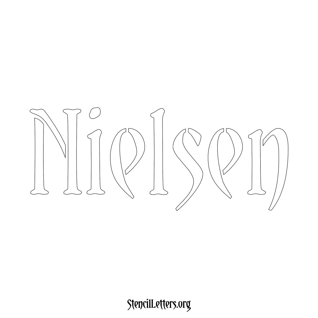 Nielsen name stencil in Vintage Brush Lettering