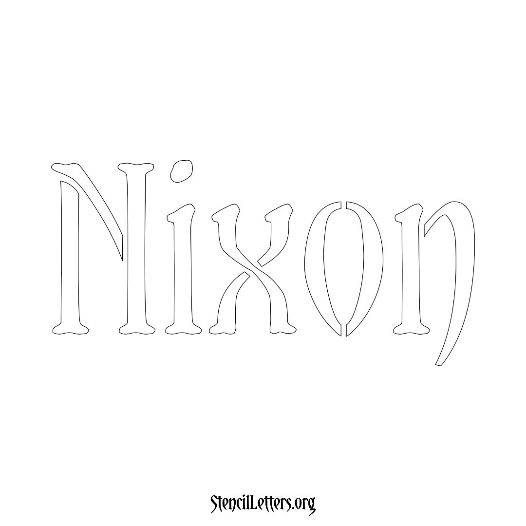 Nixon name stencil in Vintage Brush Lettering